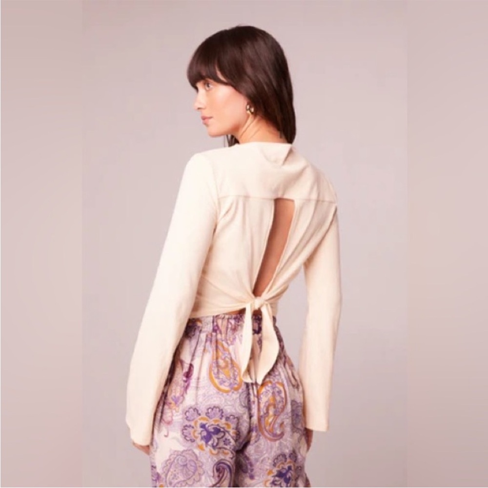 NWT Band Of The Free AVRIL CREAM MOCK NECK CROP TOP Long flowing Bell Sleeves